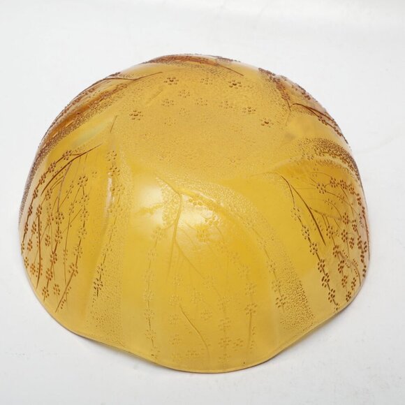 Vintage Pasabahce Amber Glass Salad Bowl Yellow Floral Scalloped Edge 90s Retro - Picture 7 of 9